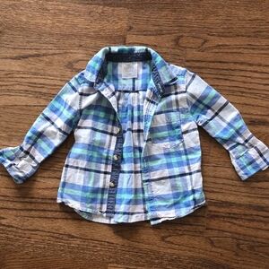 Blue and Green Plaid Kids Shirt